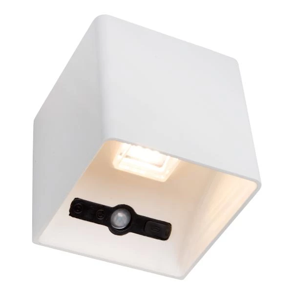 Lucide VERTIGO - Lámpara de pared Recargable Dentro/Fuera - Batería/acumulador - LED Regul. - 1x6W 2700K - IP54 - Sensor movimiento - Magnético - Blanco - detalle 2